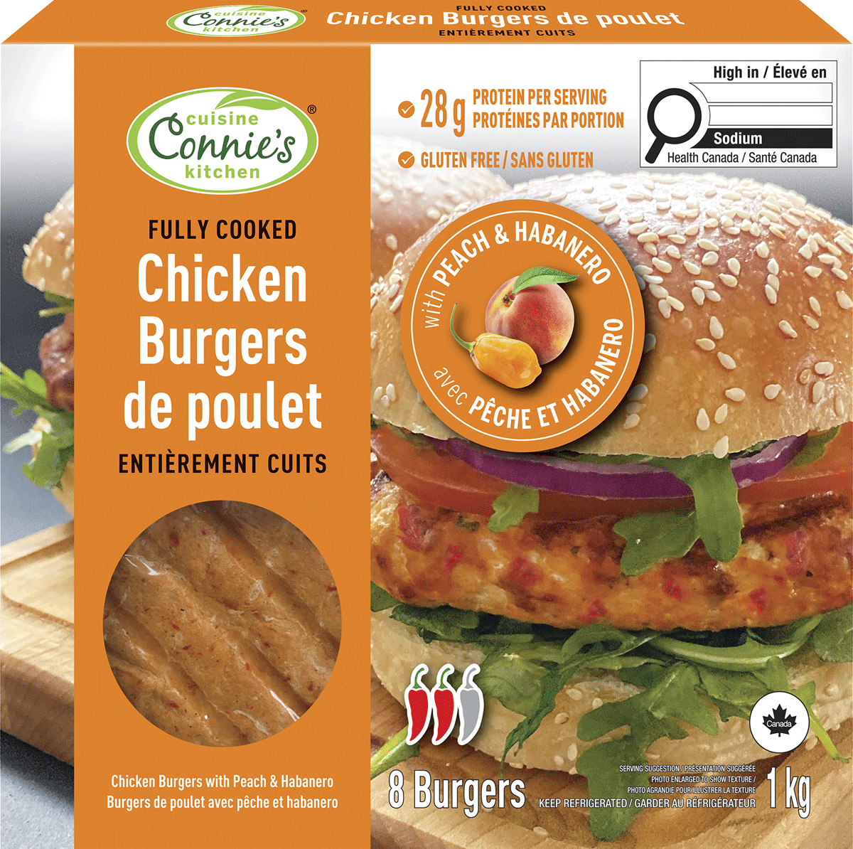 Connie's Chicken Burgers with Peach & Habanero 1 kg